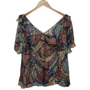 A Pea In The Pod 100% Silk Floral Split Sleeve Blouse Women’s Size Large